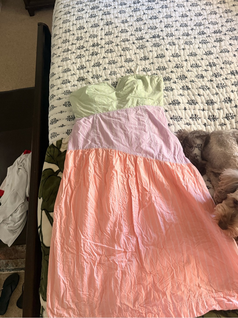 Mauve Strapless Colorblock Pastel Sundress - Green, Lavender, Peach
